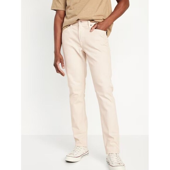 Old Navy Slim Five-Pocket Pants Jeans Mens 34x30 Cream Built in Flex NEW - Picture 1 of 10